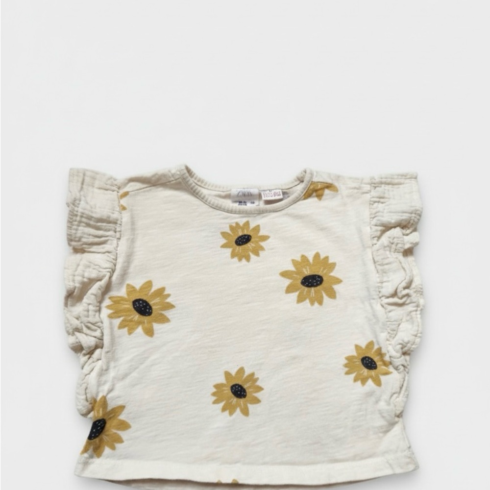 Zara Cream Sunflower Kids Tee